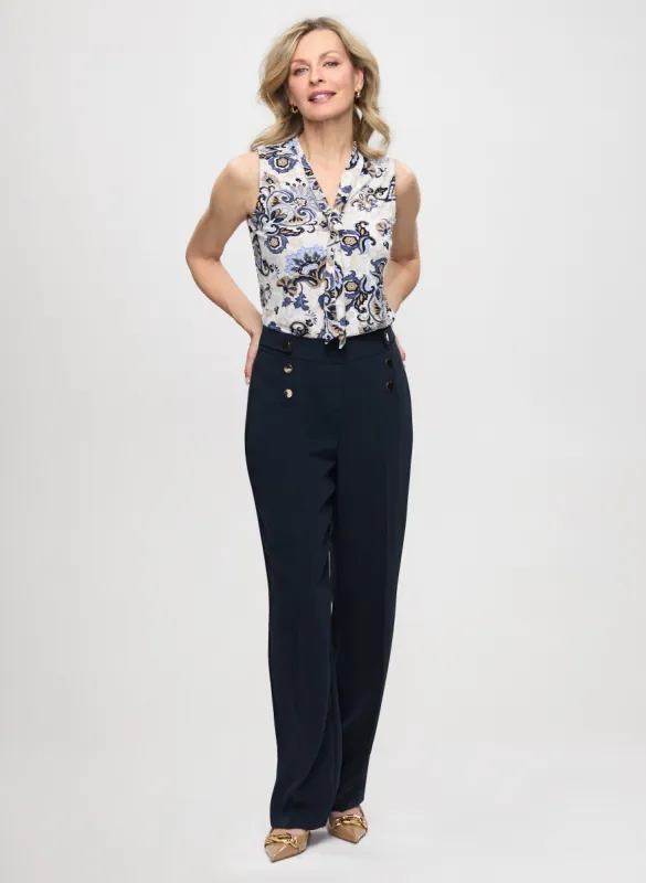 Tie-Neck Paisley Print Top & Wide Leg Pants sold by Laura