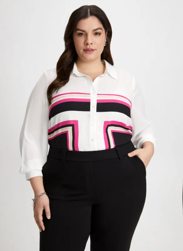 Colour Block Button-Down Shirt sold by Laura