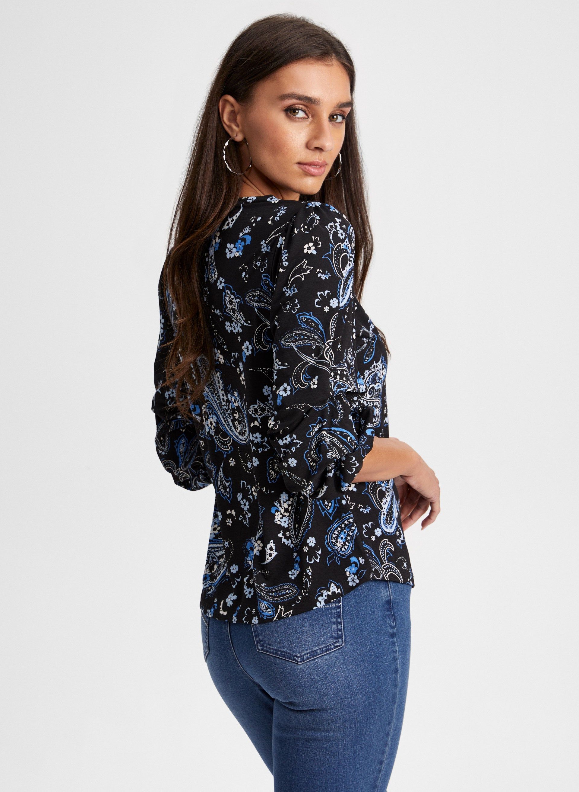 Paisley Print Puff Sleeve Top sold by Laura product image thumbnail 4