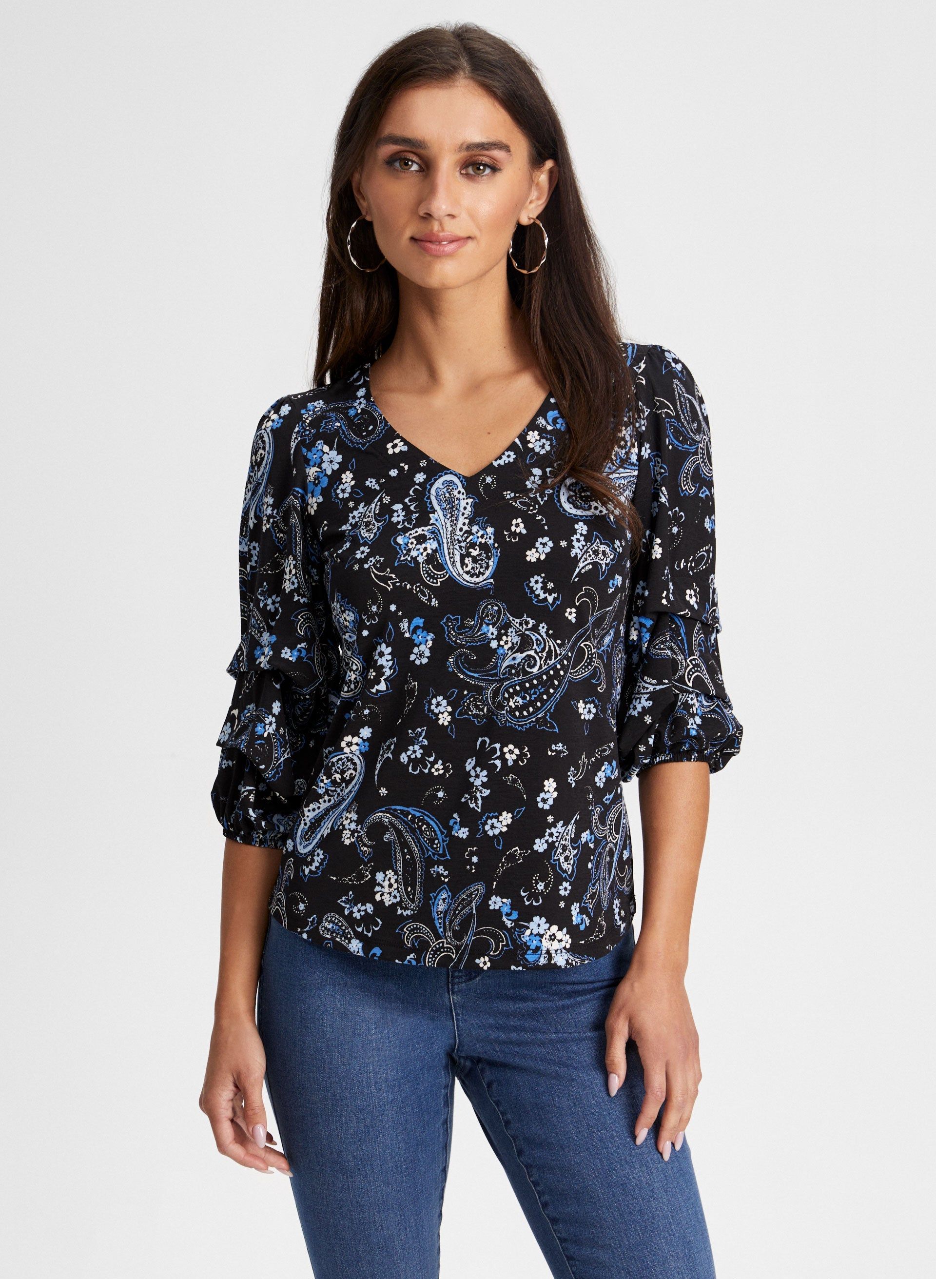 Paisley Print Puff Sleeve Top sold by Laura