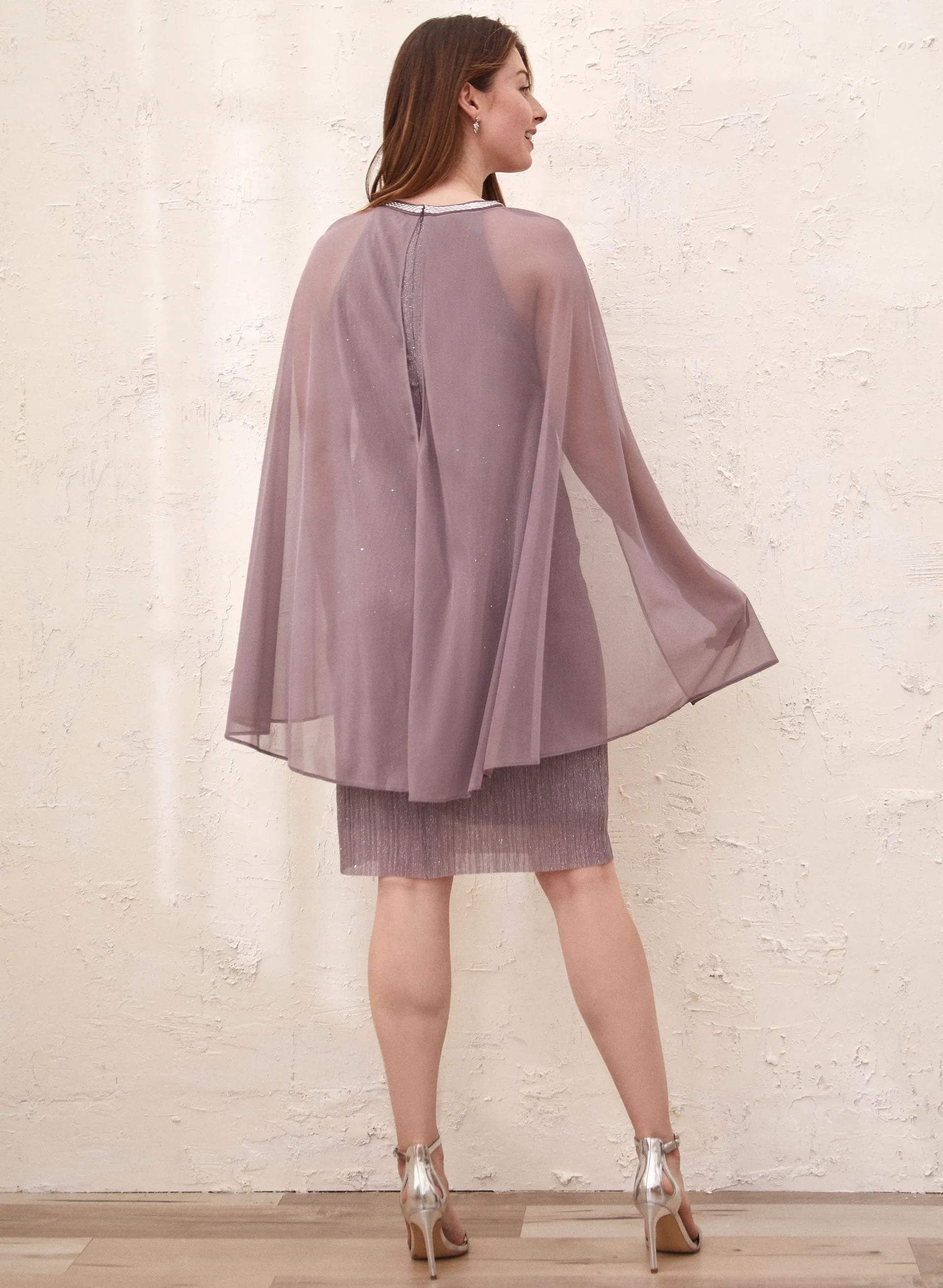 Metallic Plisse Cape Dress sold by Laura product image thumbnail 3