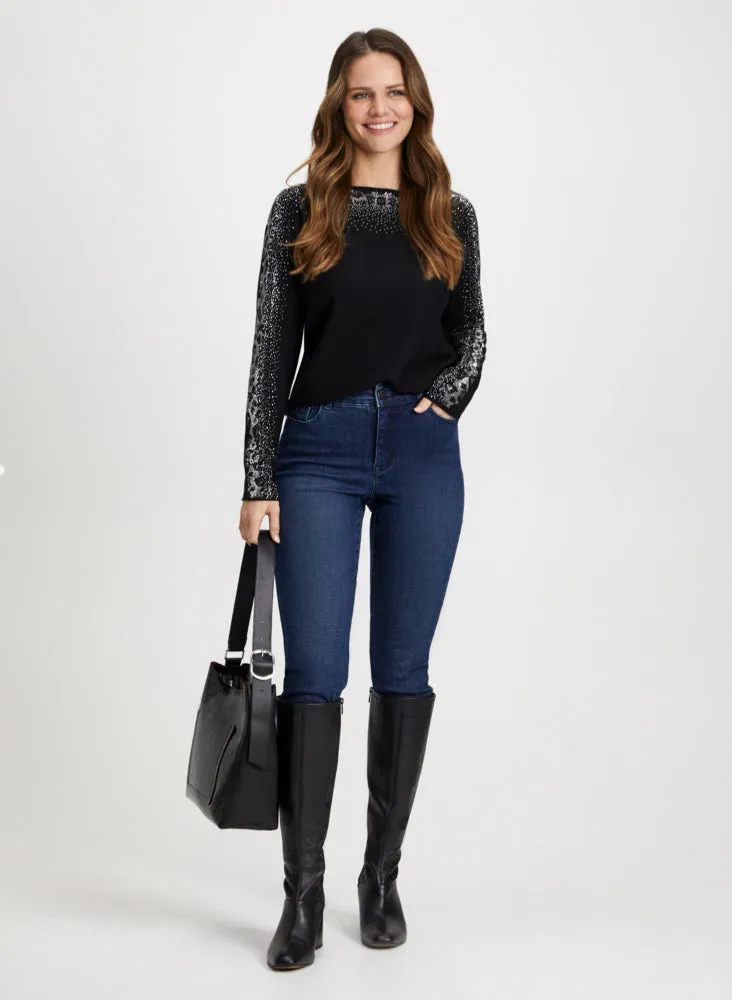 Animal Motif Sweater & Jeans sold by Laura