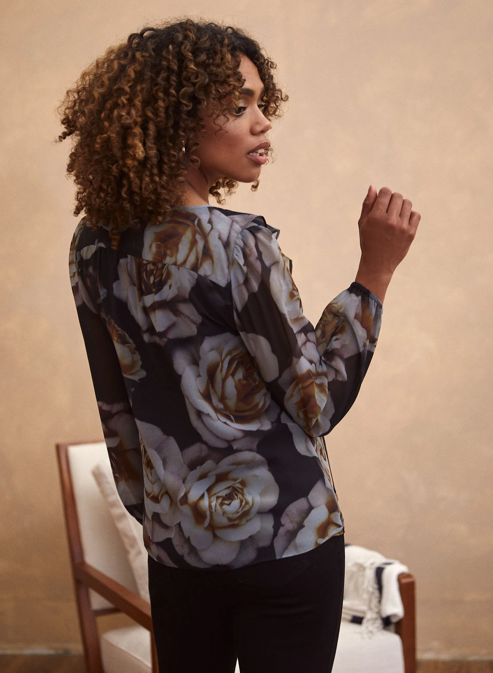 Floral Print Ruffle Blouse sold by Laura product image thumbnail 3