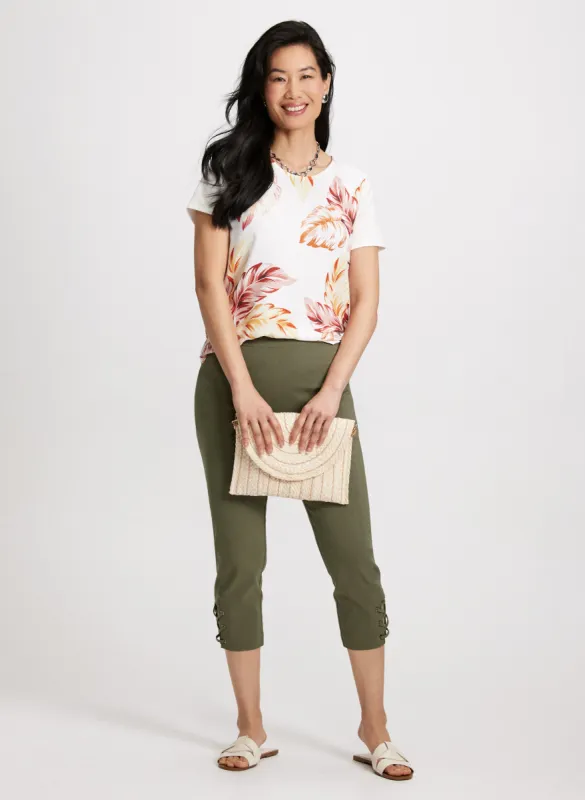 Printed Crew-Neck Tee & Pull-On Bengaline Capris sold by Laura