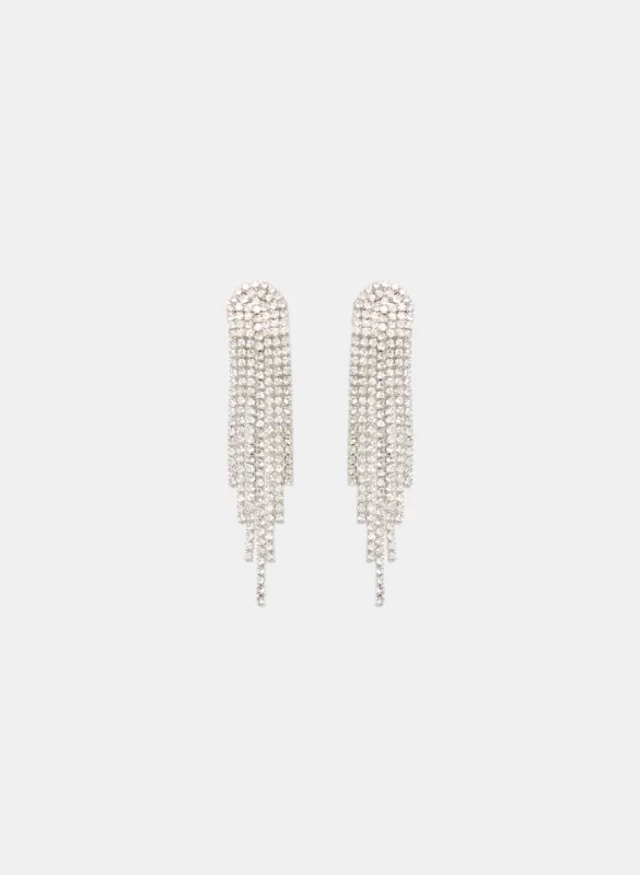 Crystal Half-Moon Cascade Earrings sold by Laura