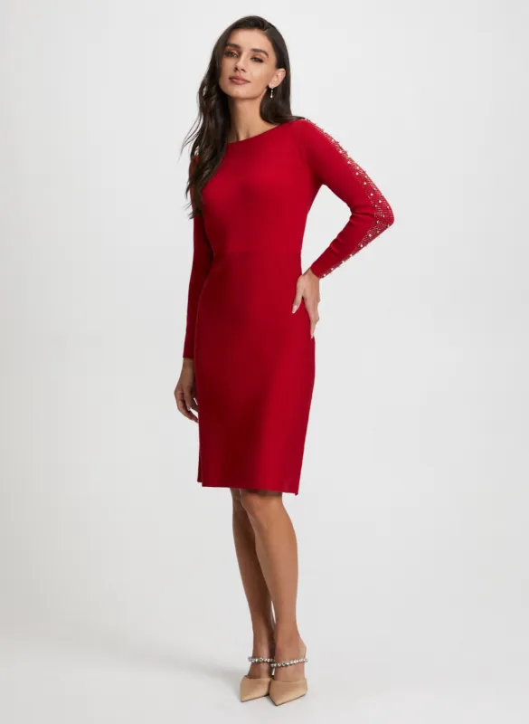 Embellished Sleeve Sweater Dress sold by Laura