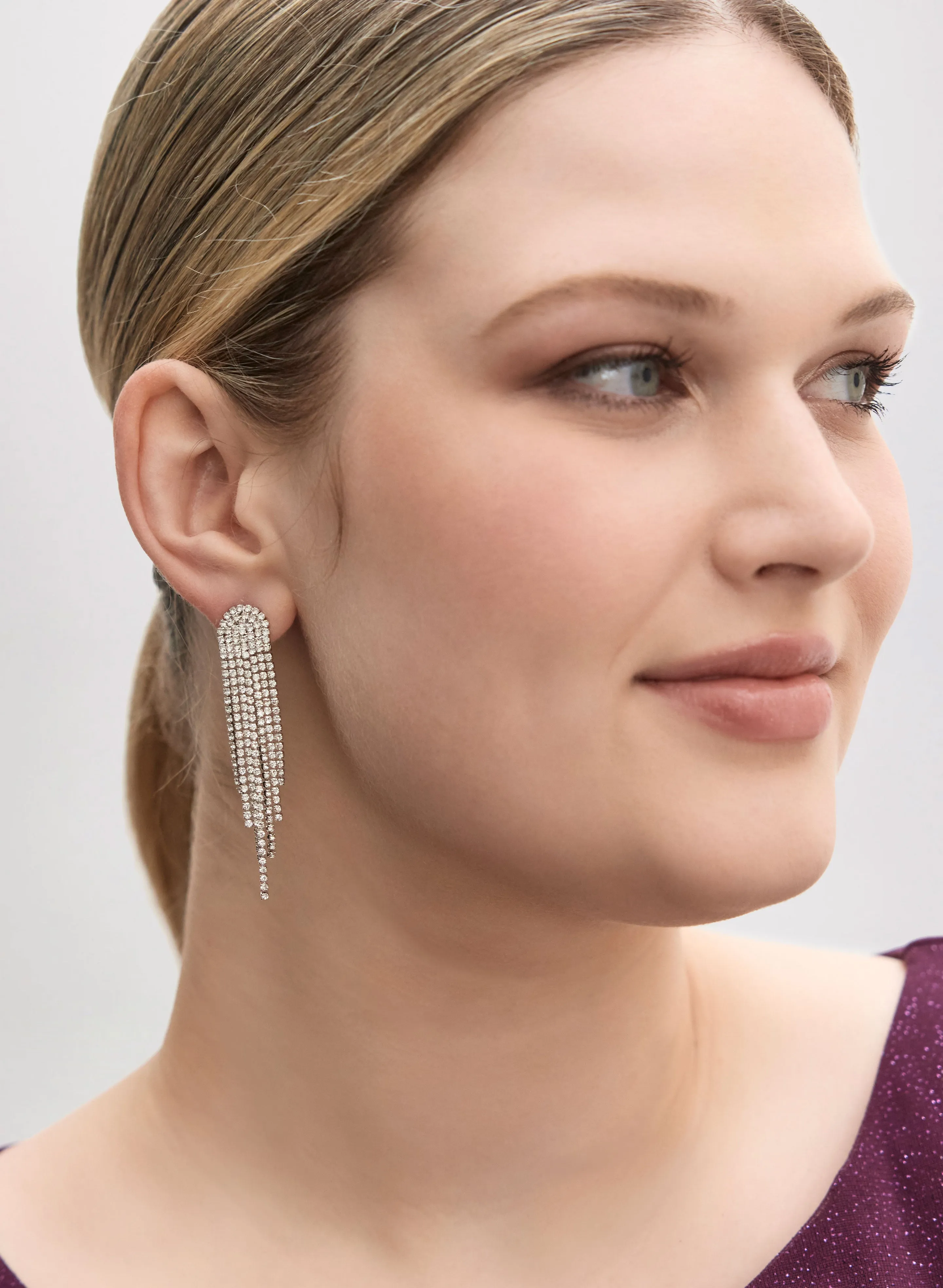 Crystal Half-Moon Cascade Earrings sold by Laura product image thumbnail 2