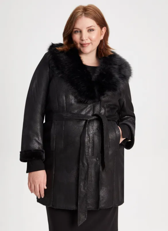 Embossed Faux Shearling Coat sold by Laura