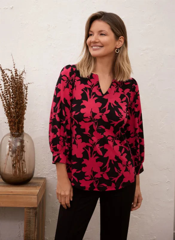 3/4 Sleeve Two-Tone Top sold by Laura