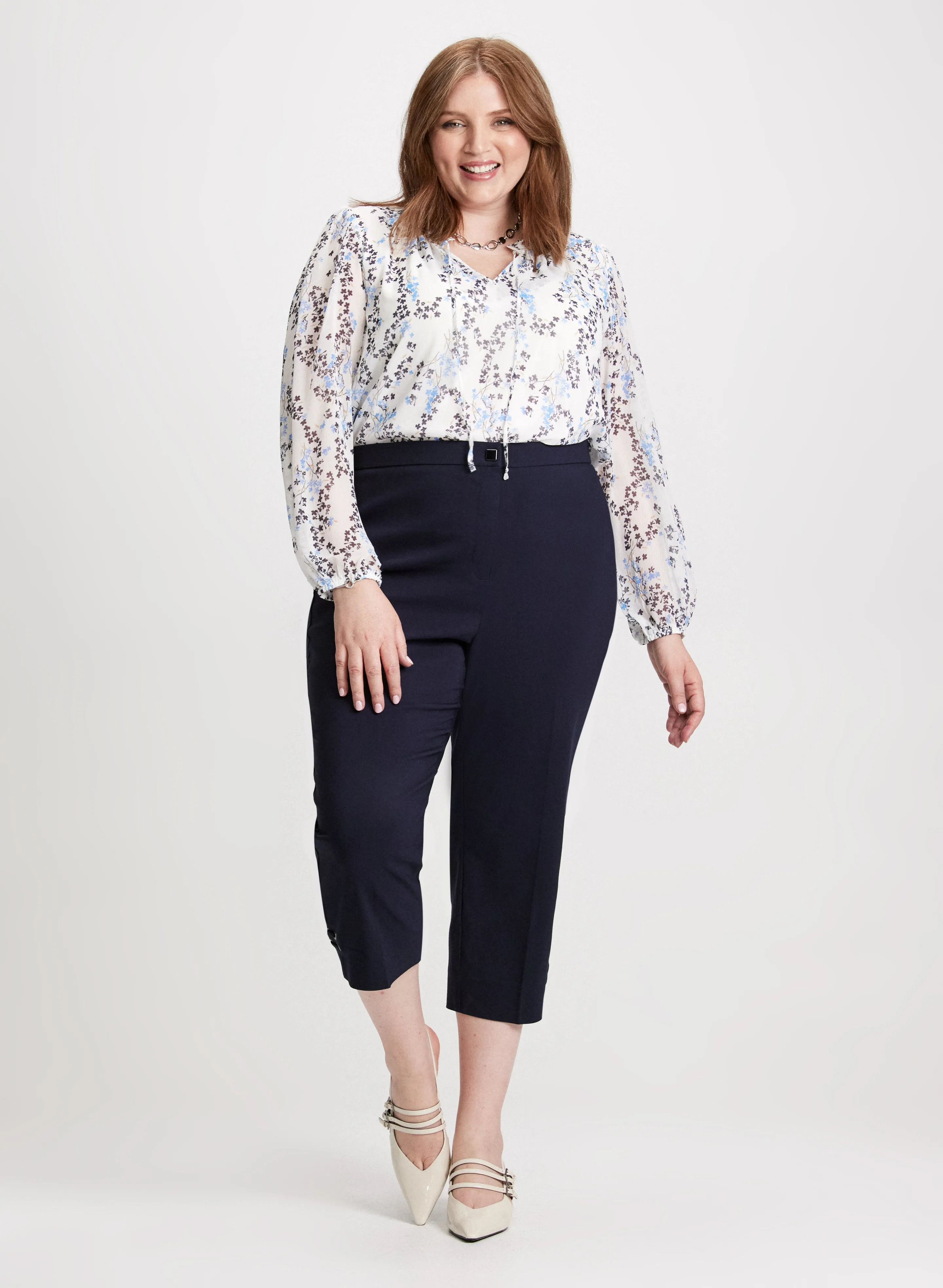 Puff Sleeve Floral Blouse & Bengaline Capris sold by Laura