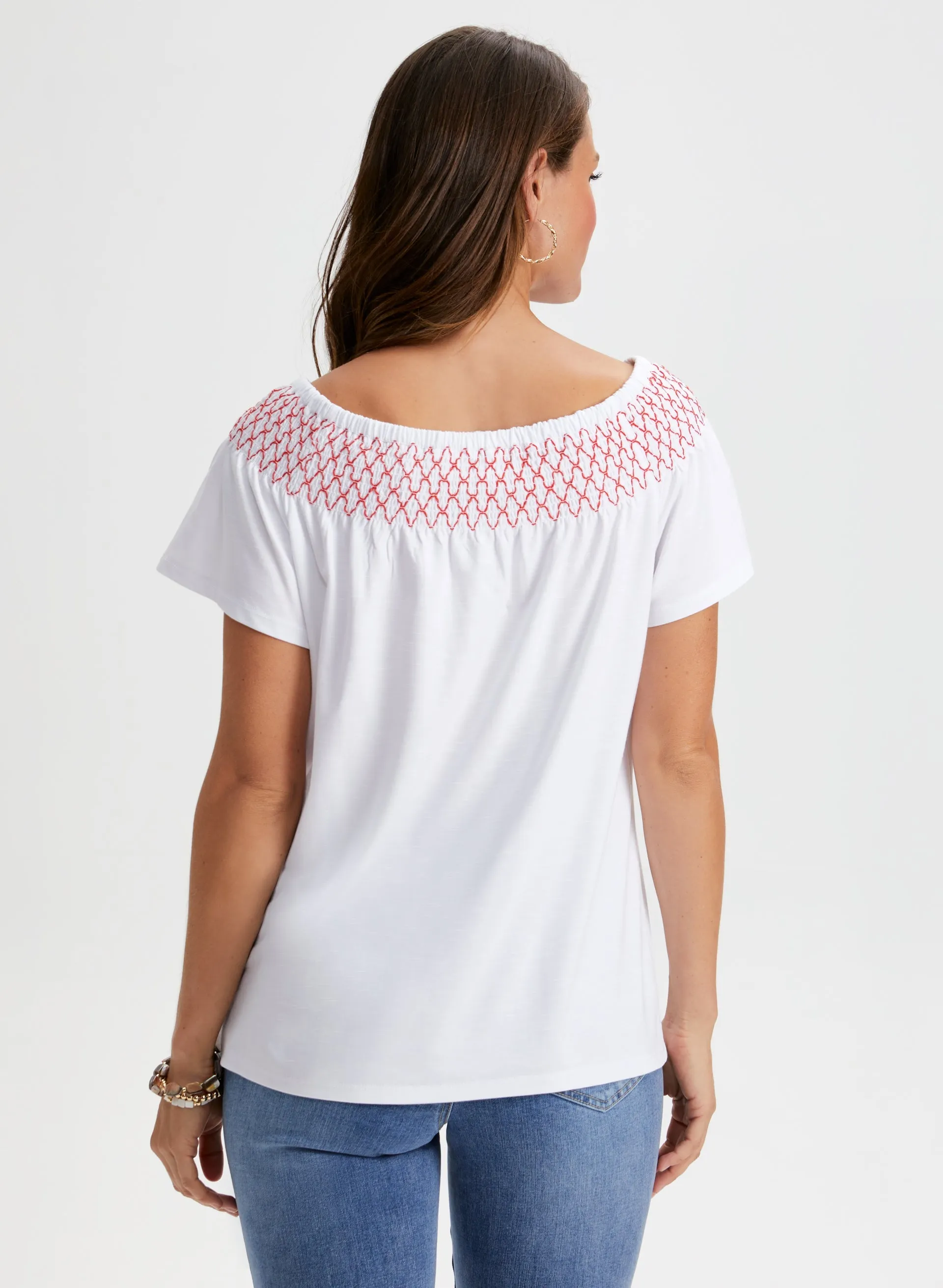 Embroidered Off-the-Shoulder Tee sold by Laura product image thumbnail 4