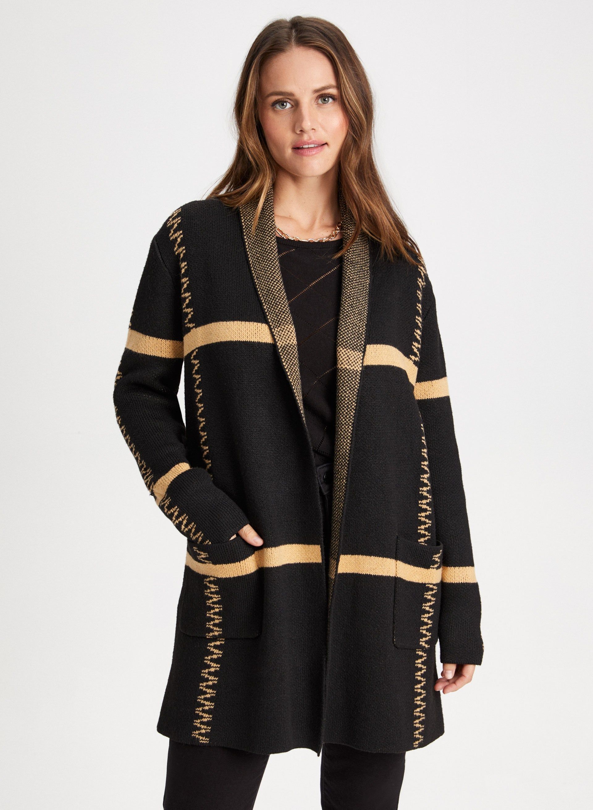 Linear Motif Coatigan sold by Laura