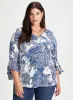 Paisley Print Ruffle Sleeve Top sold by Laura