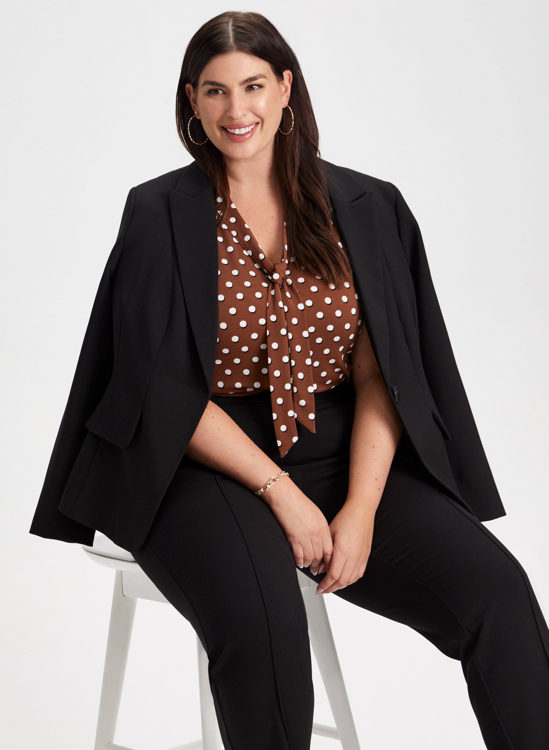 Dot Print Tie Detail Blouse sold by Laura