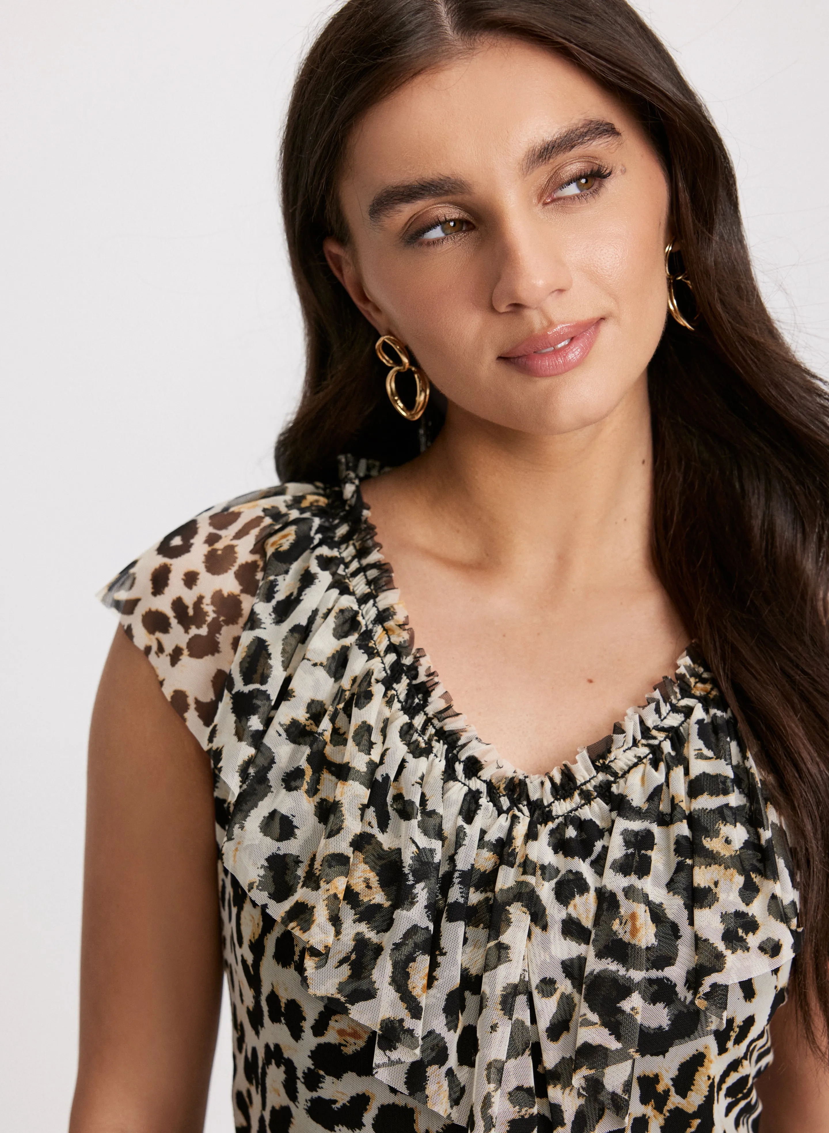 Frilled Animal Print Top sold by Laura product image thumbnail 3
