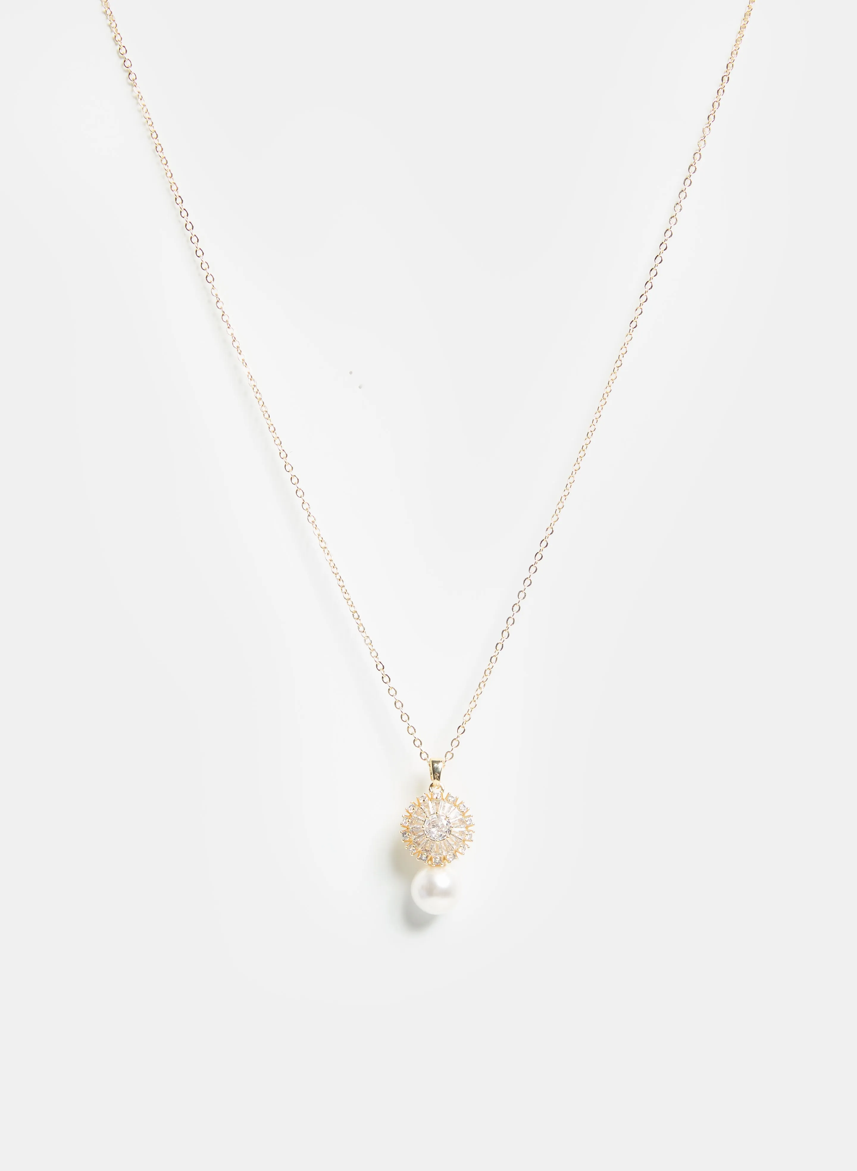 Rhinestone & Pearl Pendant Necklace sold by Laura