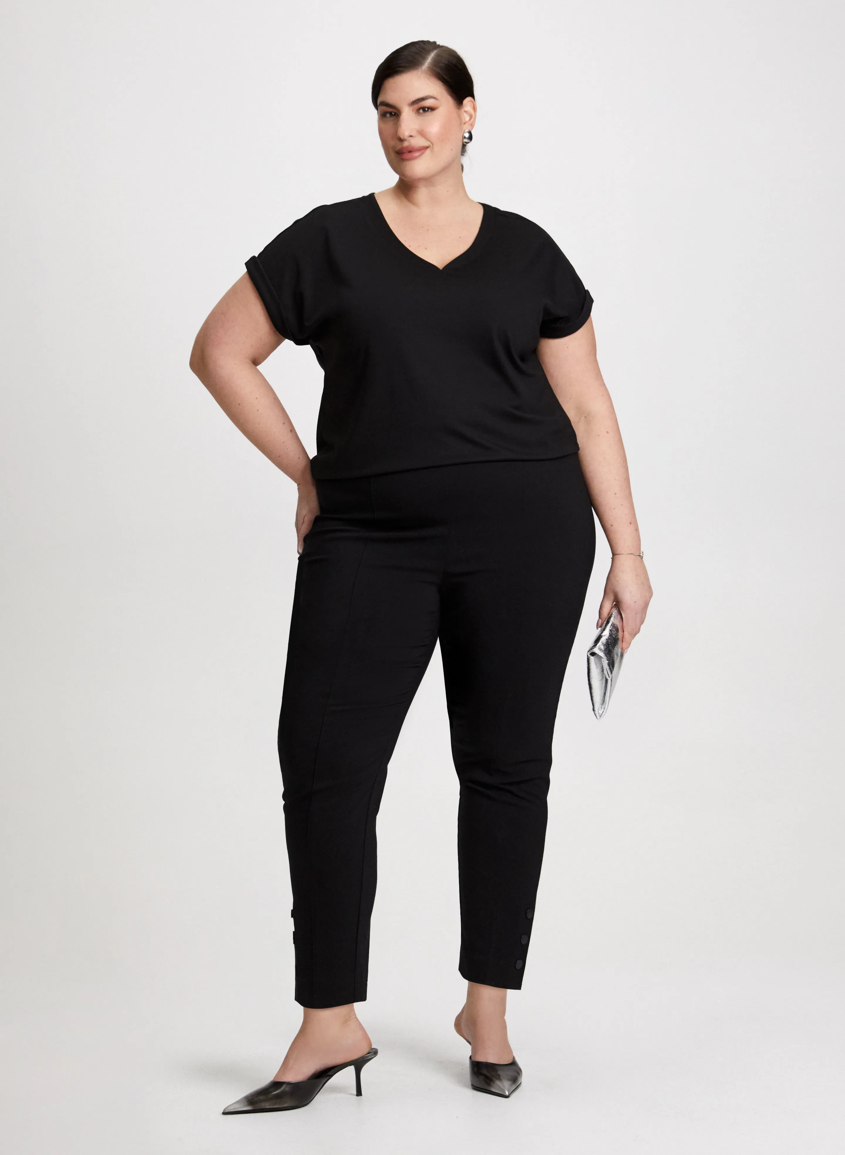 Cap Sleeves V-Neck T-Shirt sold by Laura product image thumbnail 3
