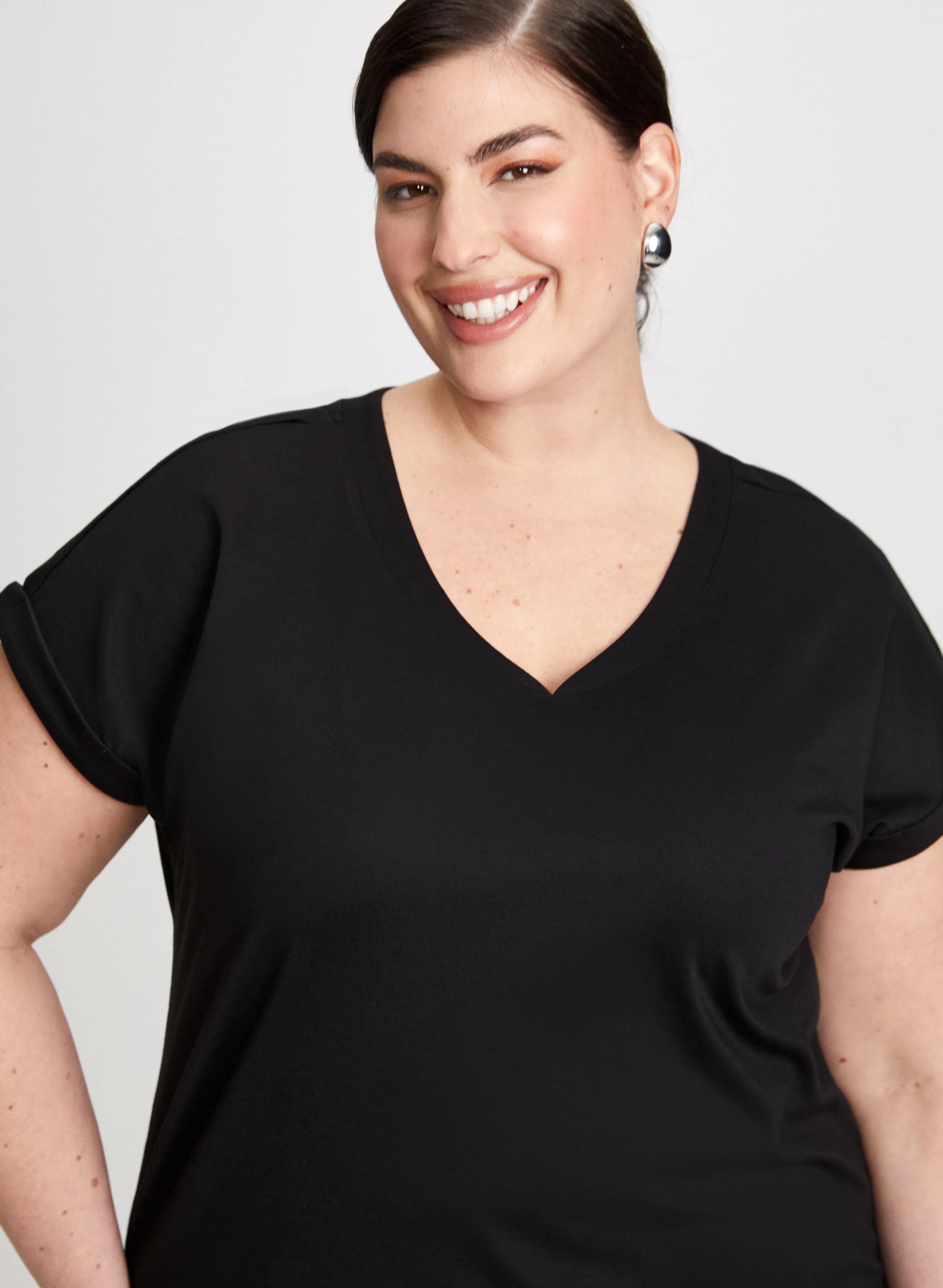 Cap Sleeves V-Neck T-Shirt sold by Laura product image thumbnail 2
