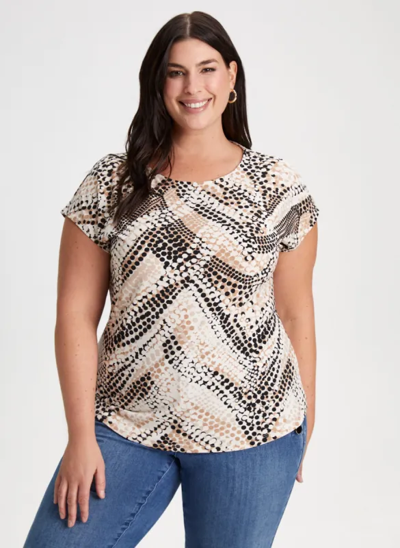 Cap Sleeve Dot Print Top sold by Laura