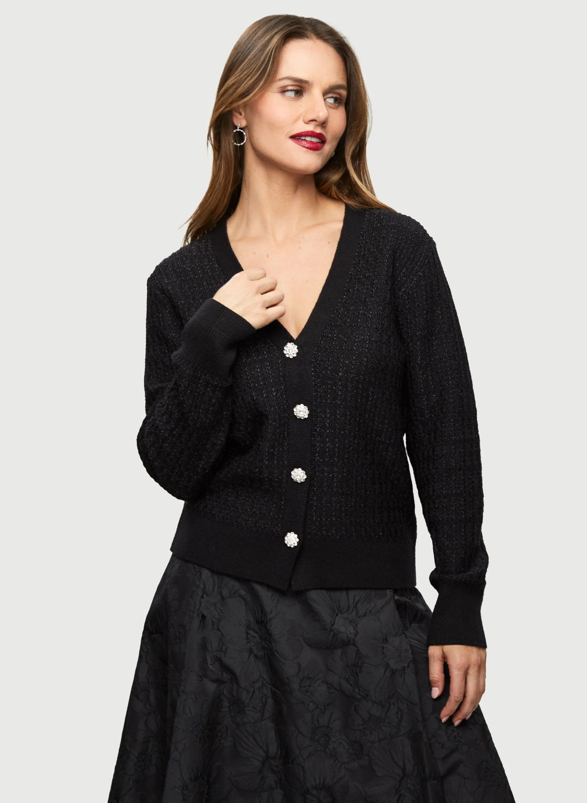 Rhinestone Button Detail Cardigan sold by Laura