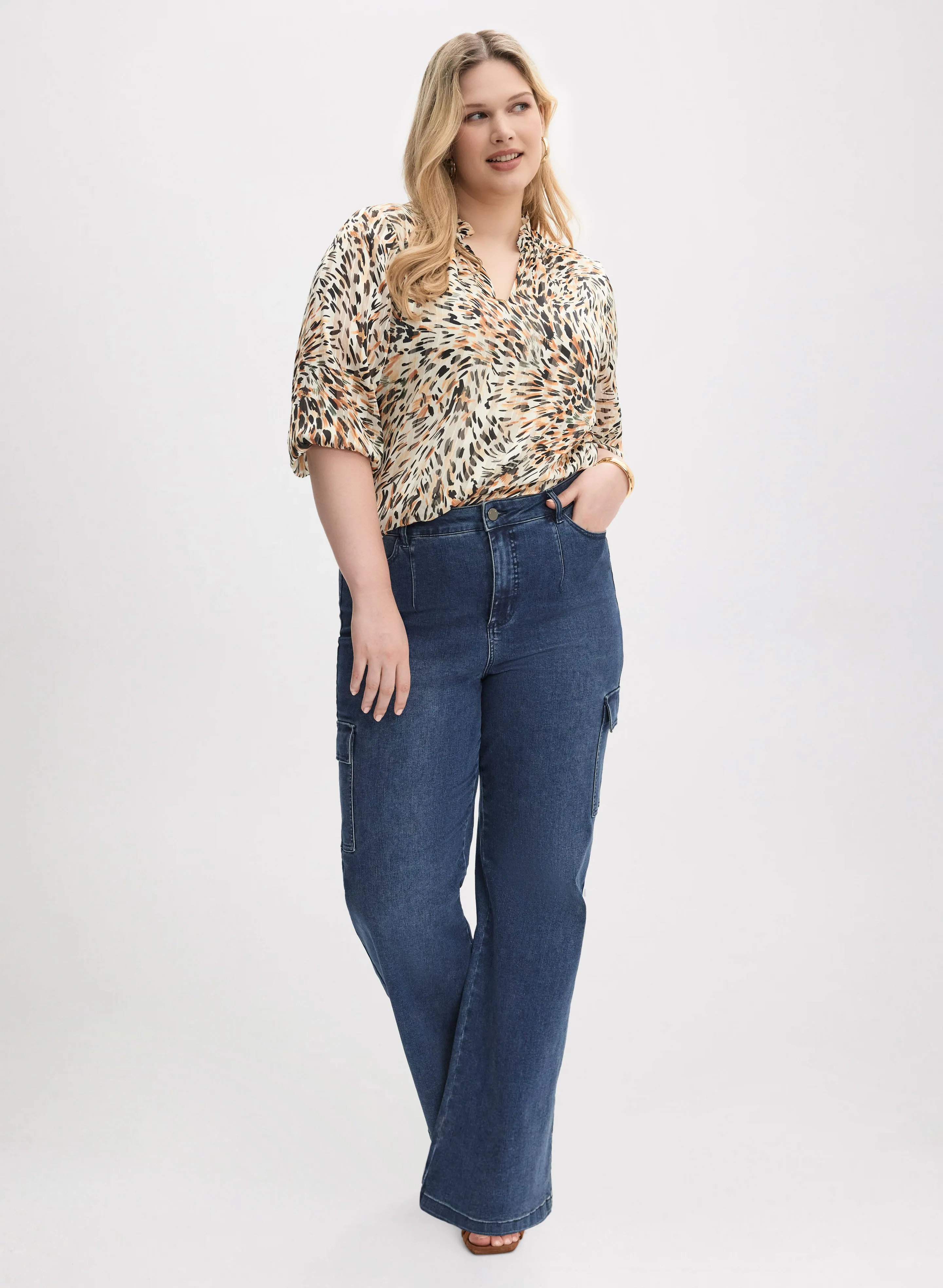 Animal Print Blouse & Cargo Jeans sold by Laura