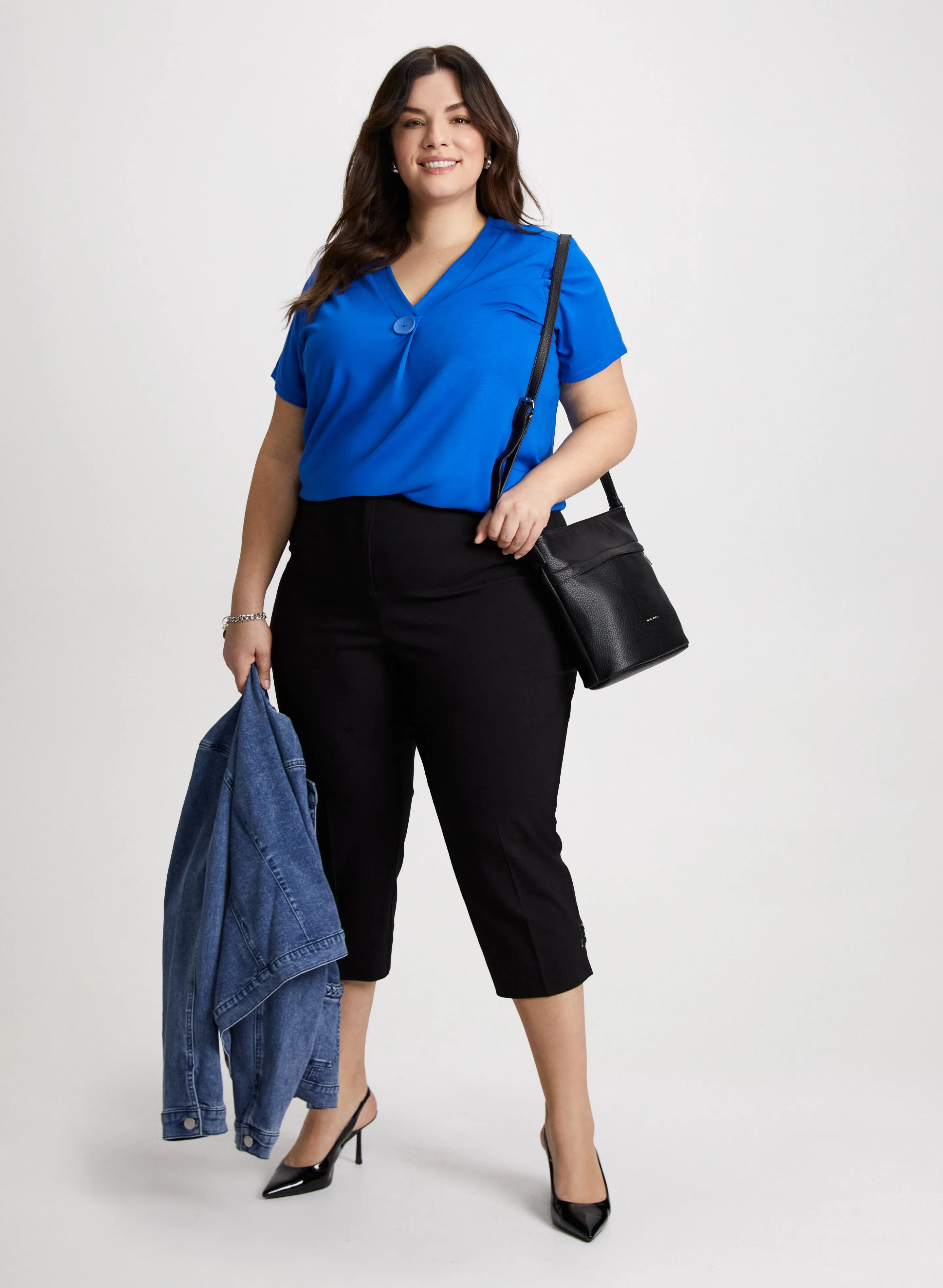 Button Detail T-Shirt & Bengaline Capris sold by Laura