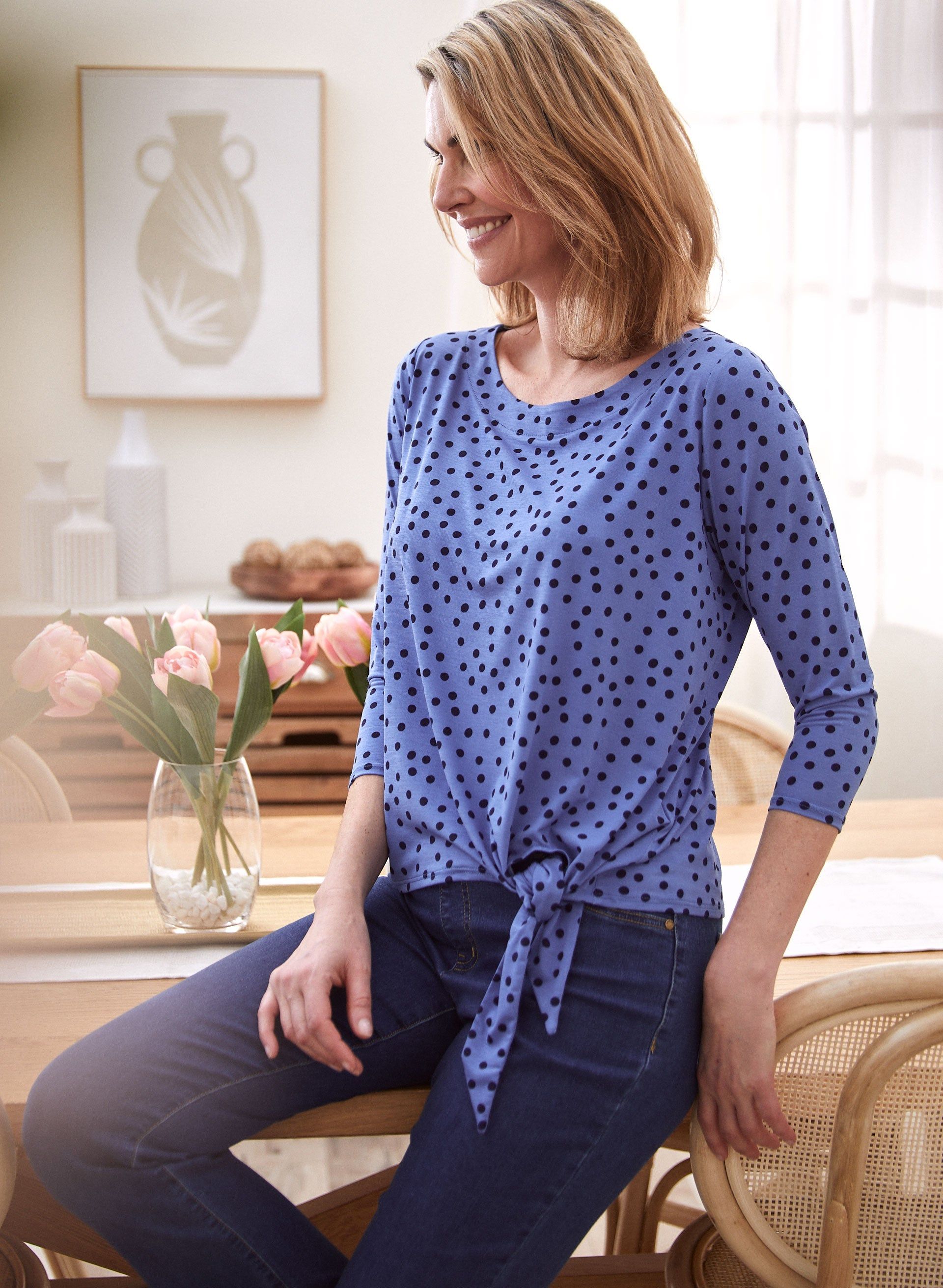 Tie Detail Polka Dot Top sold by Laura