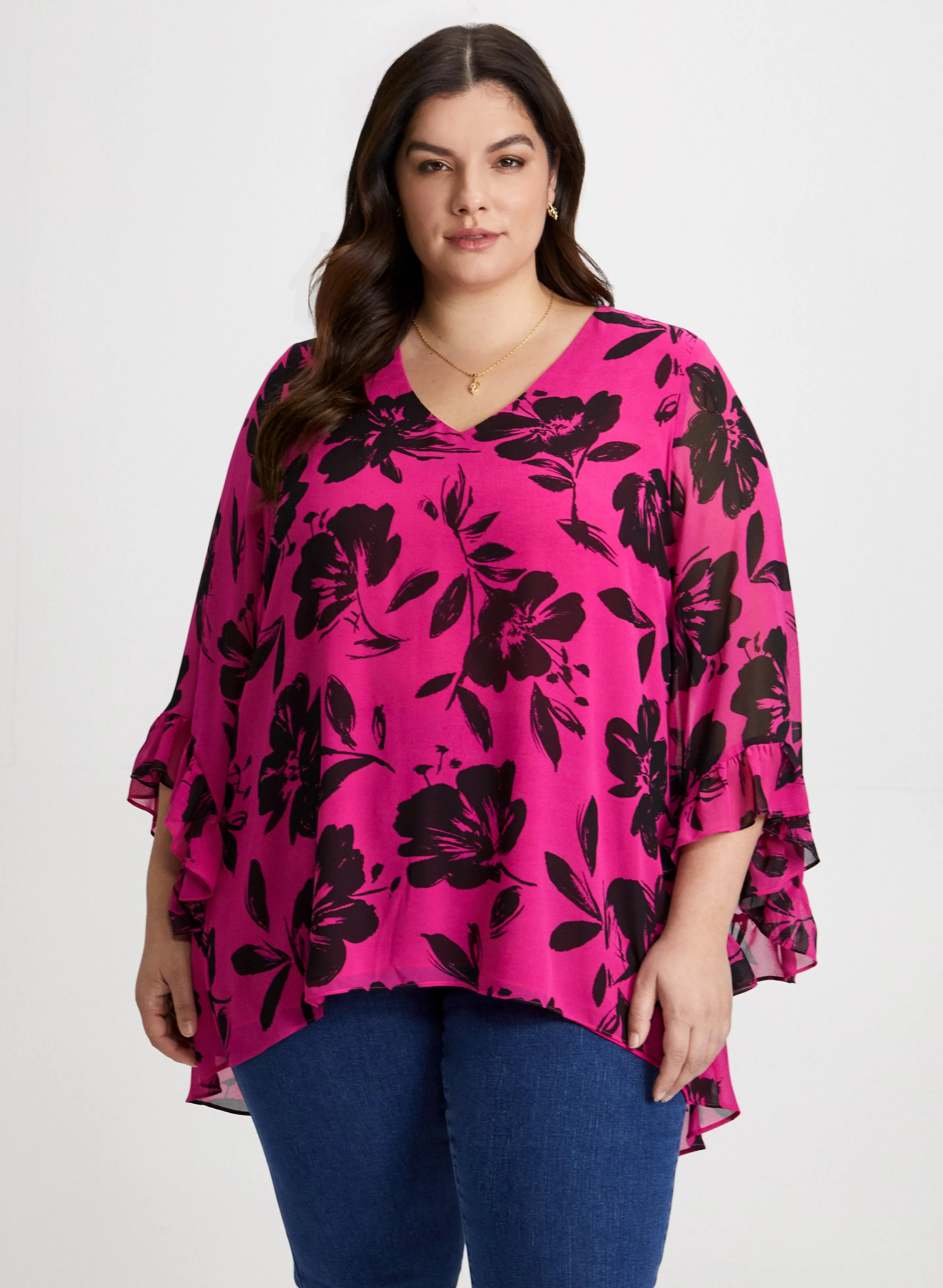 Floral Print Asymmetric Blouse sold by Laura