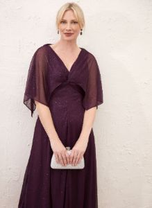 Glitter Mesh Capelet Dress sold by Laura