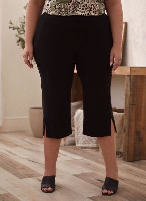 Slit Detail Pull-On Capris sold by Laura