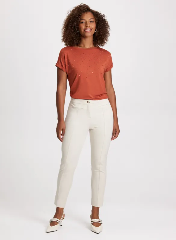 Stud Detail T-Shirt & Slim Leg Ankle Pants sold by Laura