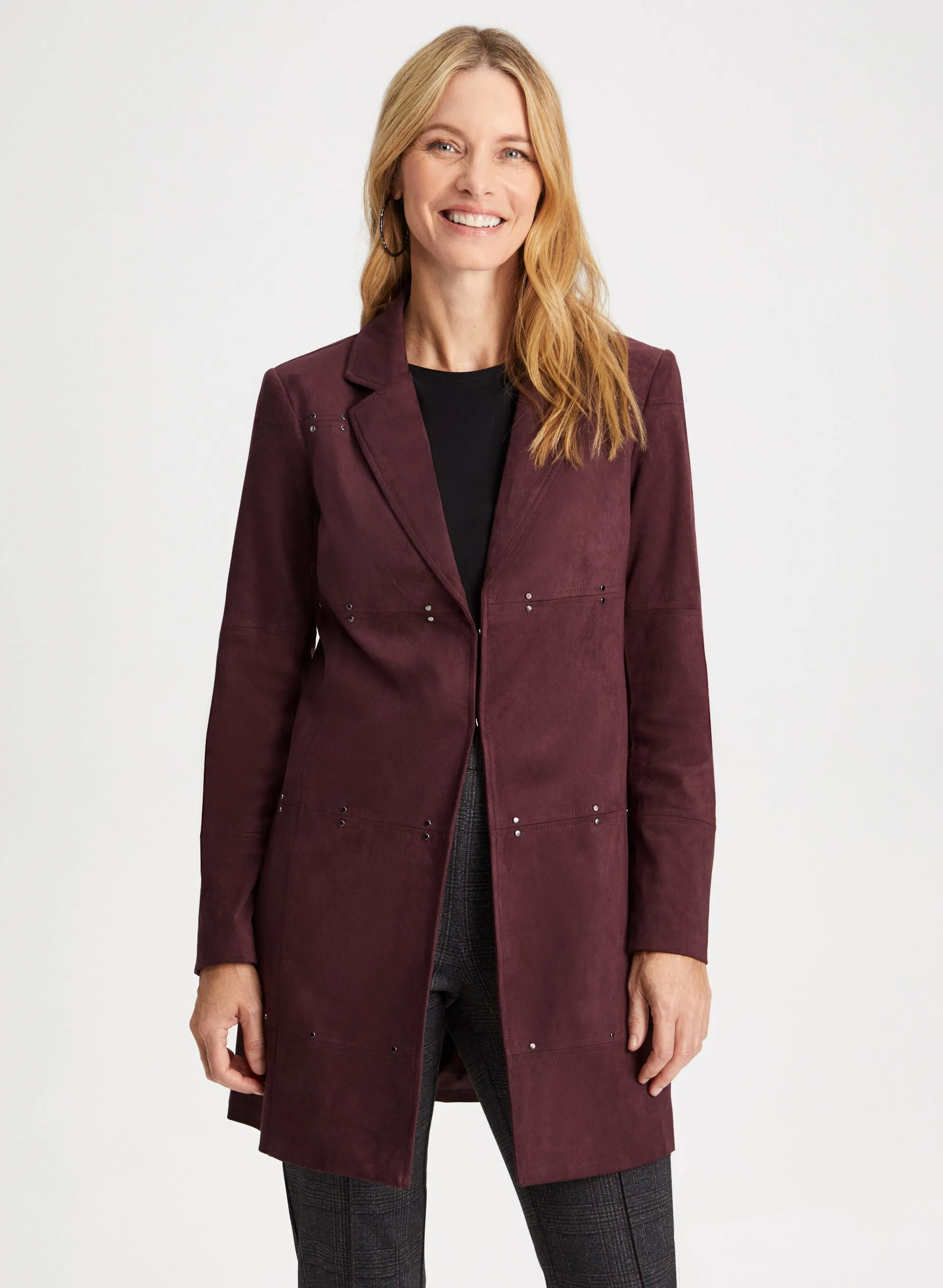 Stud Detail Faux Suede Jacket sold by Laura