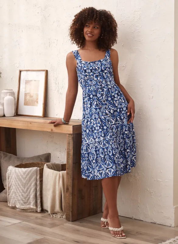 Abstract Button Front Midi Dress sold by Laura
