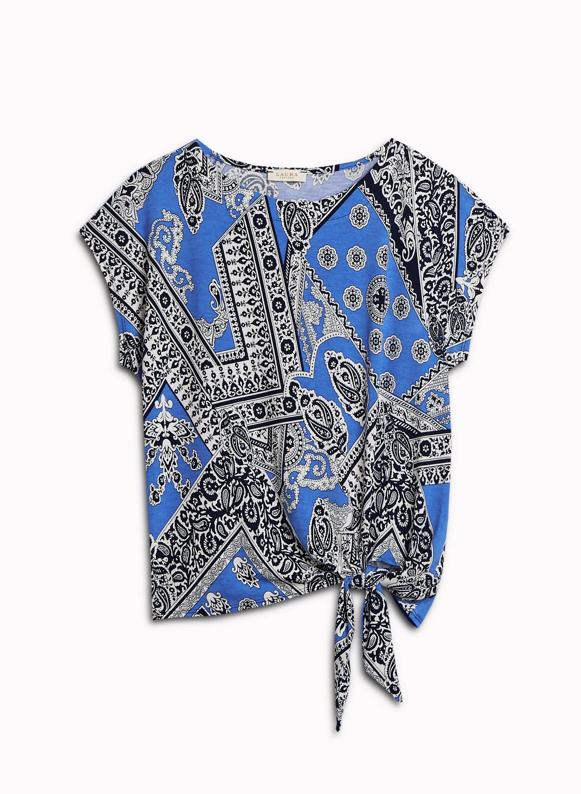 Paisley Print Tie Detail Tee sold by Laura product image thumbnail 5