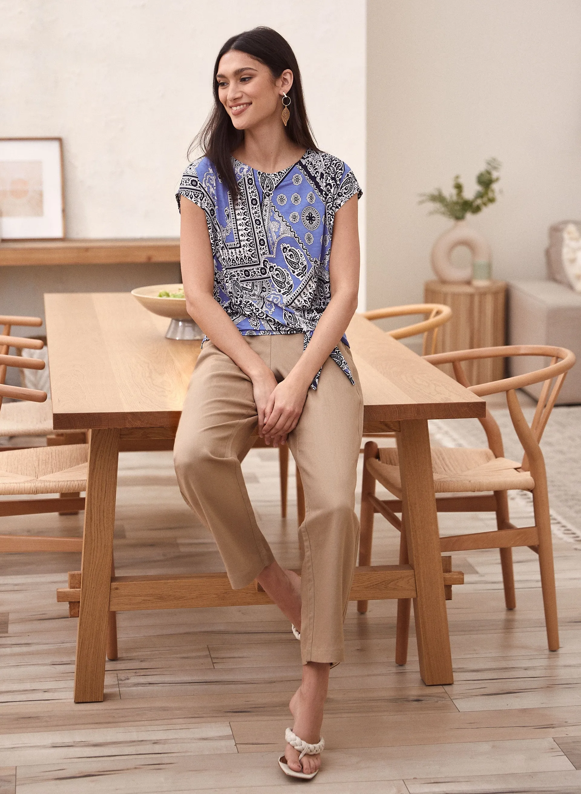 Paisley Print Tie Detail Tee sold by Laura product image thumbnail 3