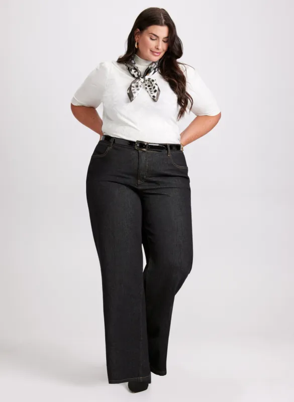 Elbow Sleeve Turtleneck Top & Bootcut Jeans sold by Laura