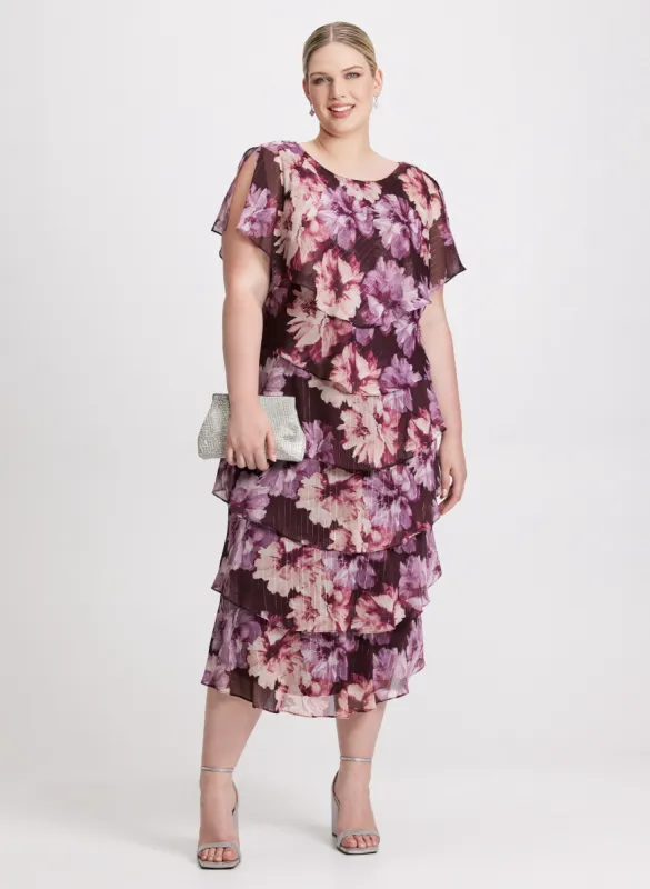 Tiered Floral Chiffon Dress sold by Laura