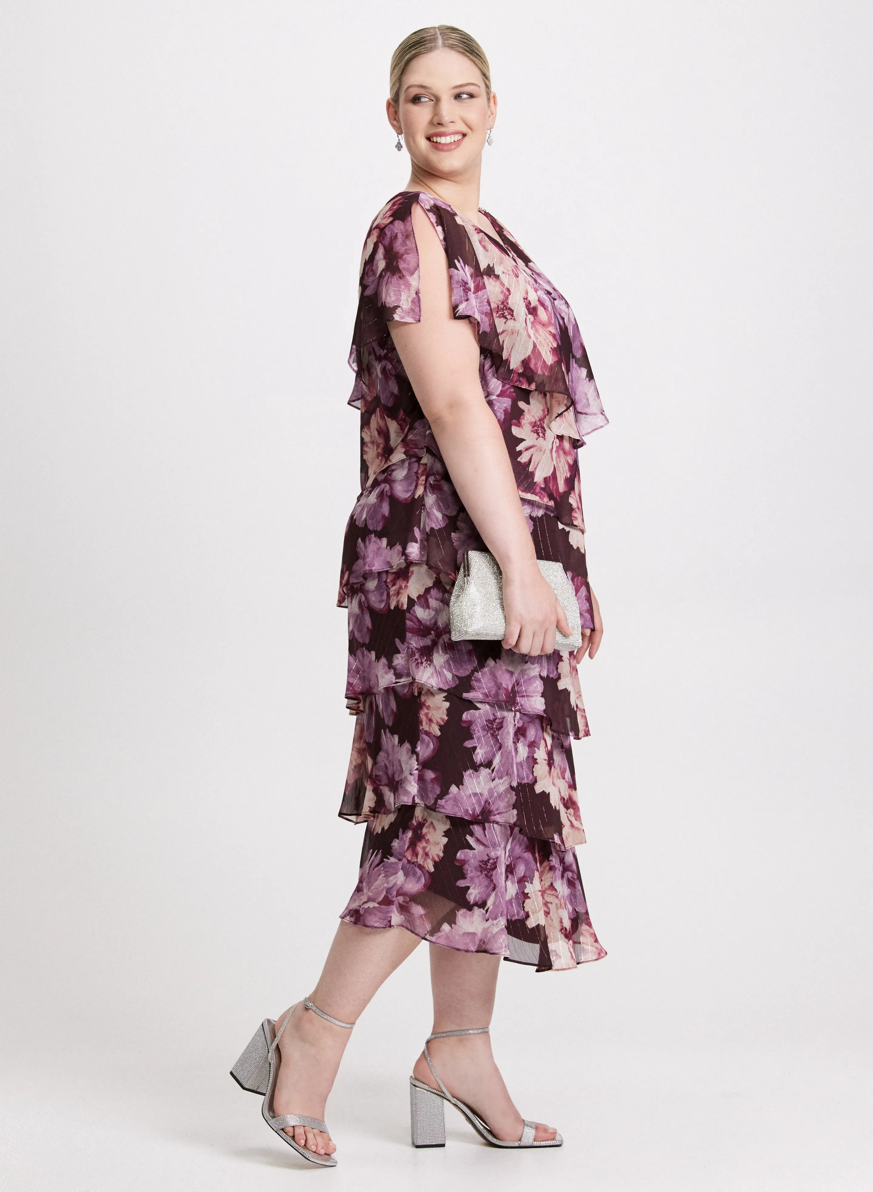 Tiered Floral Chiffon Dress sold by Laura product image thumbnail 2