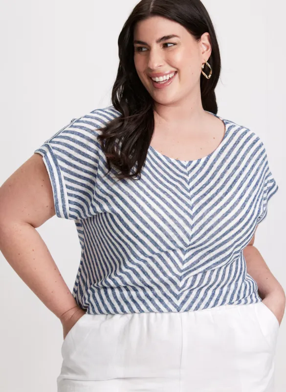 Diagonal Stripe Cap Sleeve Top sold by Laura