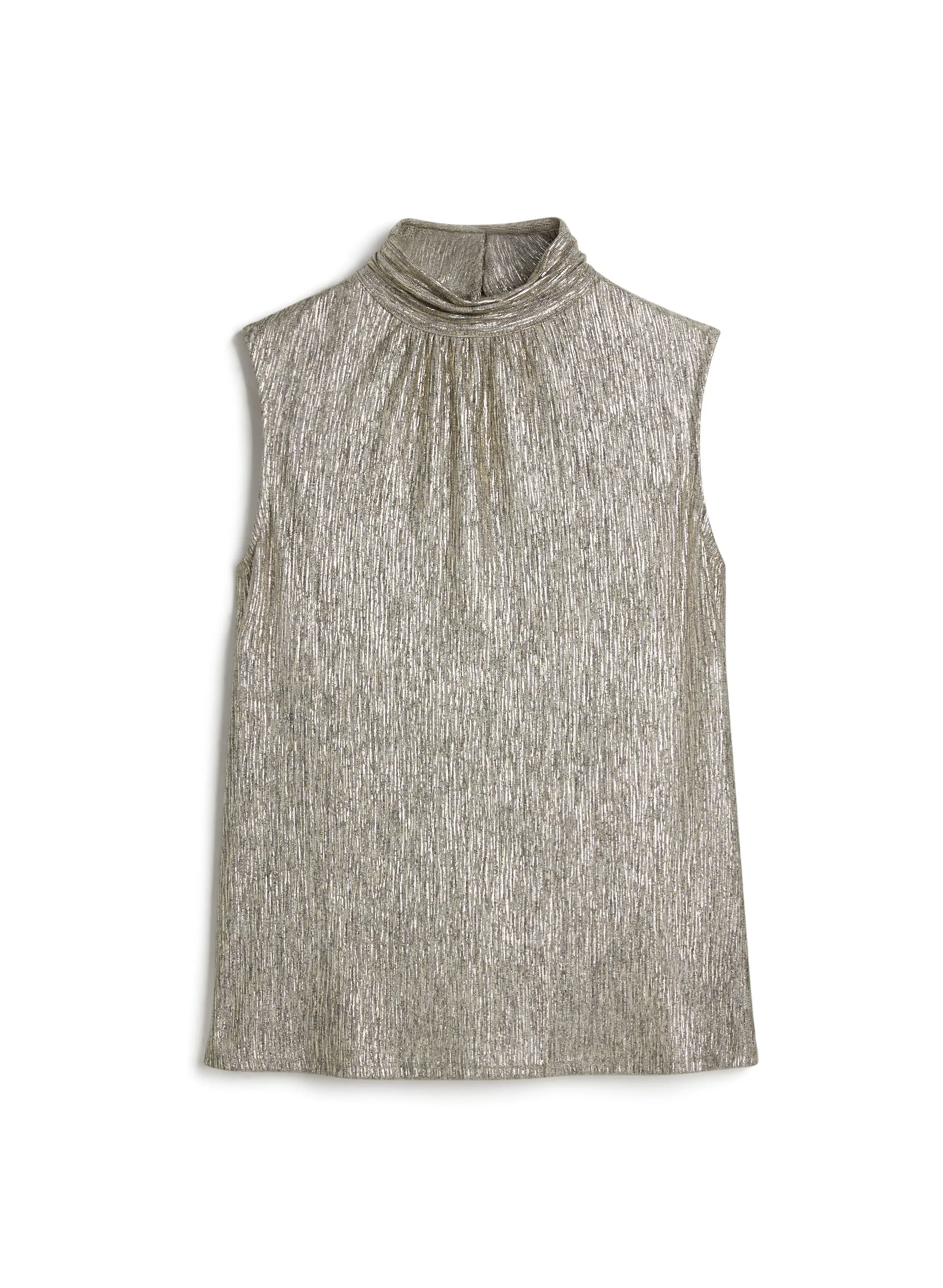 Mock Neck Metallic Plisse Top sold by Laura product image thumbnail 5