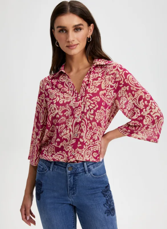 Paisley Print 3/4 Sleeve Blouse sold by Laura