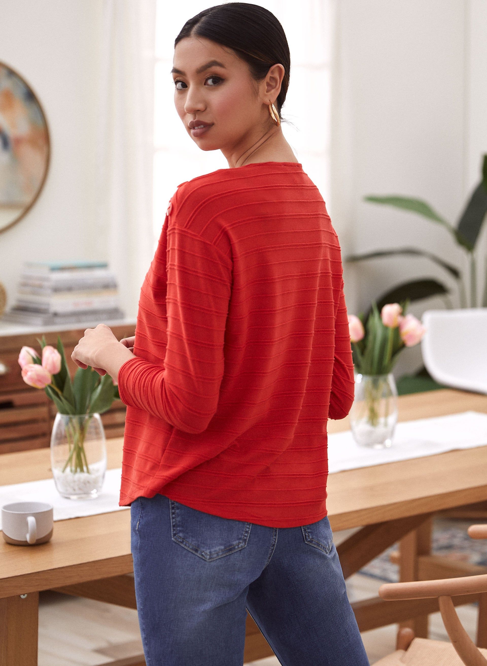 Button Detail Textured Stripe Top sold by Laura product image thumbnail 4