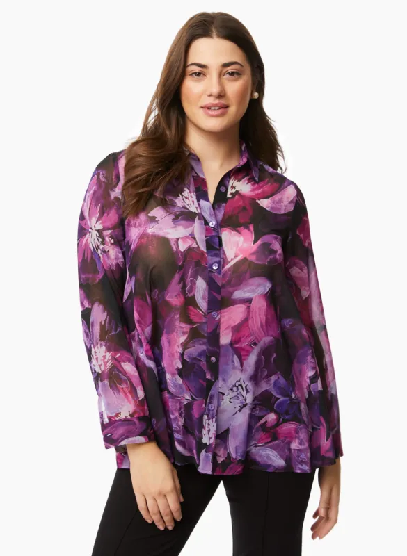 Floral Print Button-Up Blouse sold by Laura