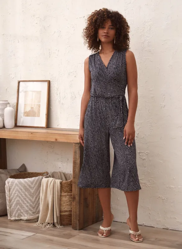 Polka Dot Print Culotte Jumpsuit sold by Laura