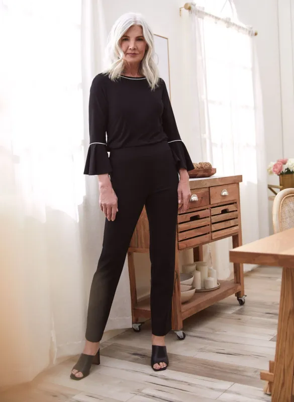Contrast Trim Bell Sleeve Top sold by Laura