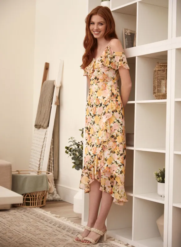 Floral Print Ruffle Detail Dress sold by Laura