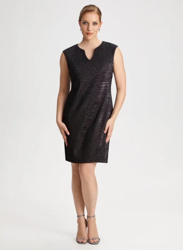 Split Neck Metallic Detail Dress sold by Laura