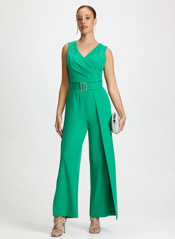 Crepe Belted Sleeveless Jumpsuit sold by Laura