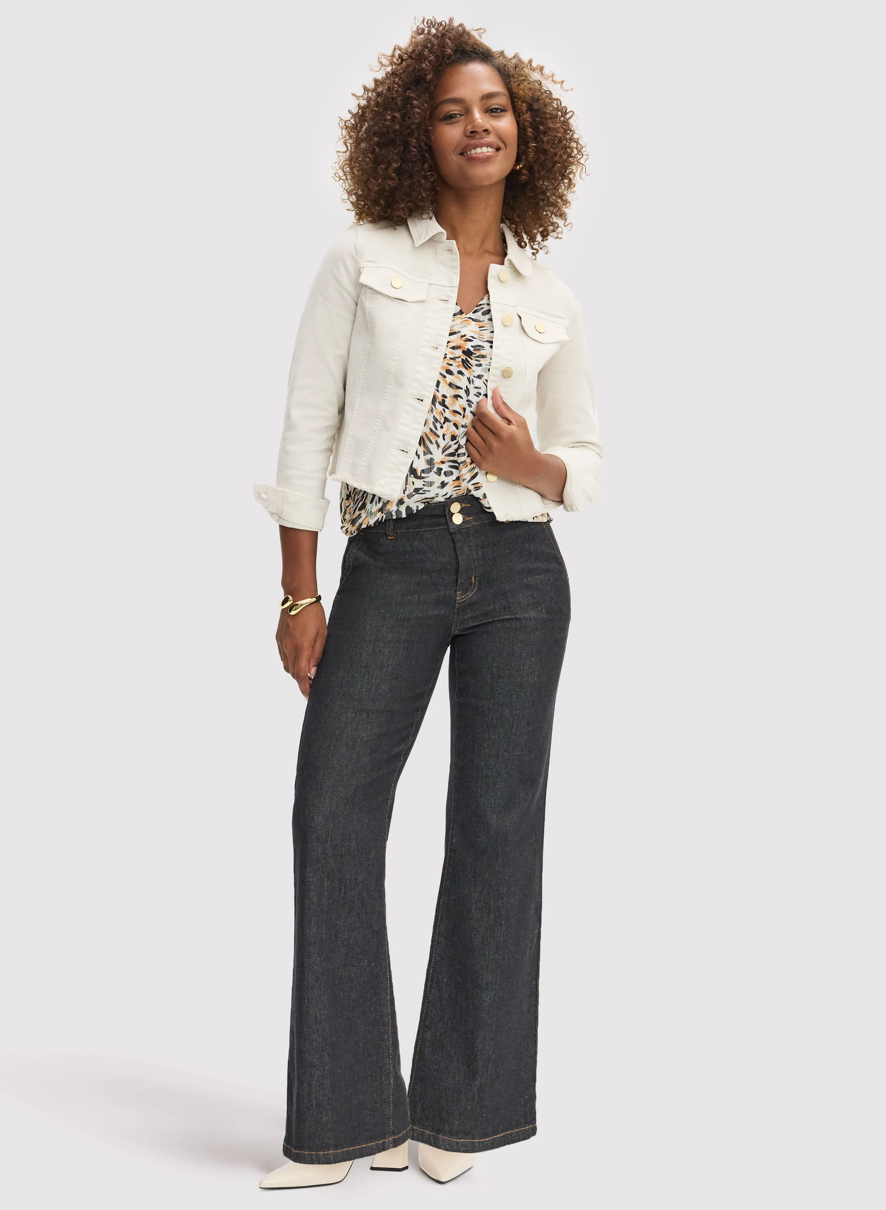 Denim Jacket & Flare Leg Jeans sold by Laura