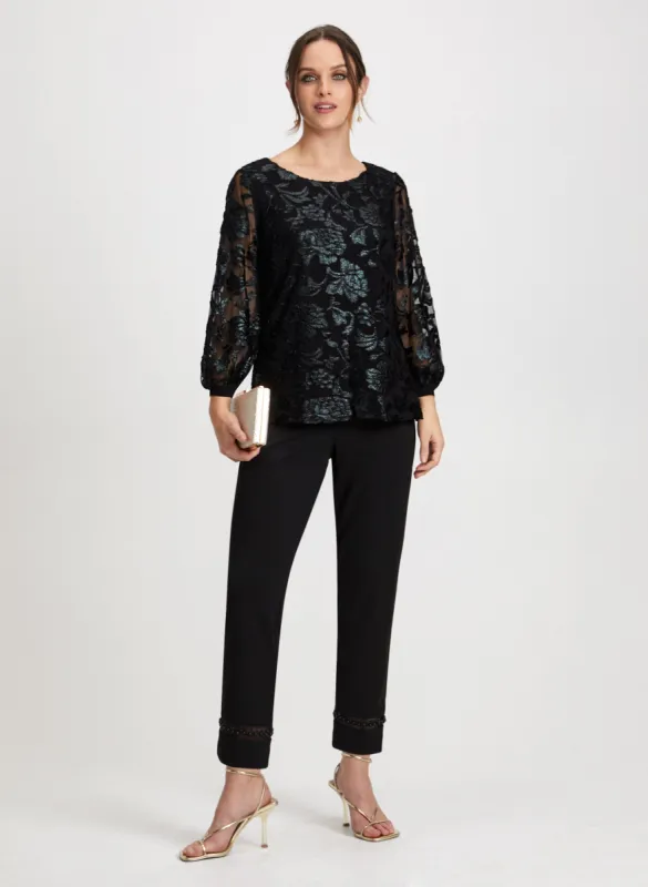Floral Mesh Top & Pearl Detail Pants sold by Laura